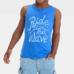 Toddler Boys' Short Sleeve Ride The Wave Tank Top - Cat & Jack™ Blue