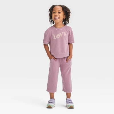 Toddler Girls' Cropped Pants Set - Cat & Jack™ Purple 2 Toddler Girls' Cropped Pants Set - Cat & Jack™ Purple - Image 2