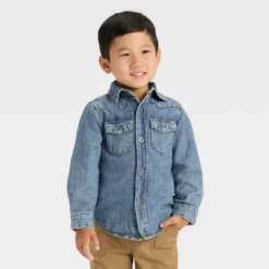 Toddler Boys' Long Sleeve Denim Button-Up Jacket - Cat & Jack™ Dark Wash -CAT & JACK Shop GUEST 45f4f819 1b11 4ee2 9e0f 4c9405294fd8