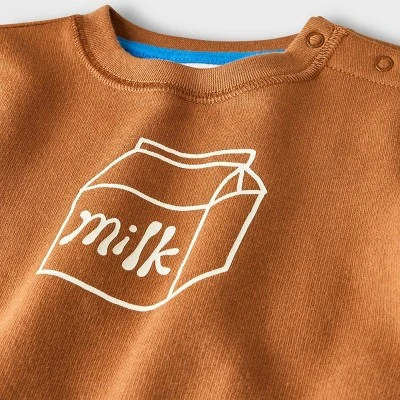 Baby 2pc Cookie Fleece Graphic Top & Bottom Set - Cat & Jack™ Brown 2 Baby 2pc Cookie Fleece Graphic Top & Bottom Set - Cat & Jack™ Brown - Image 2