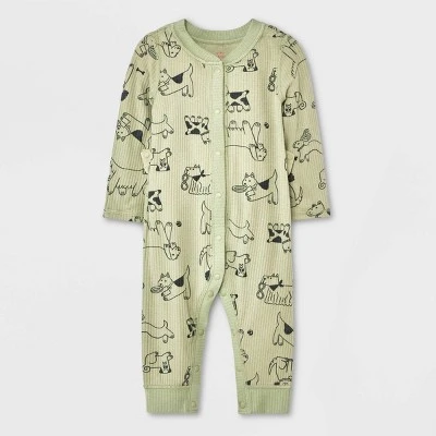 Baby Ribbed Snap Adaptive Romper - Cat & Jack™ Green 1 Baby Ribbed Snap Adaptive Romper - Cat & Jack™ Green