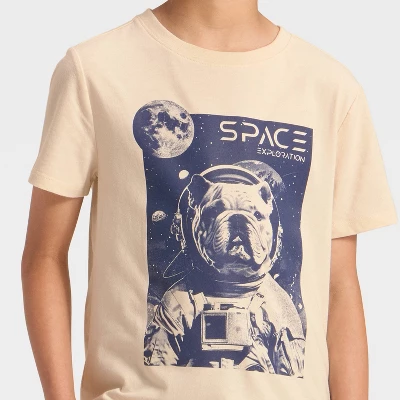 Boys' Short Sleeve Space Bulldog Graphic T-Shirt - Cat & Jack™ Beige 1 Boys' Short Sleeve Space Bulldog Graphic T-Shirt - Cat & Jack™ Beige