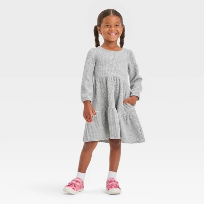 Toddler Girls' Cozy A-Line Dress - Cat & Jack™ Gray 3 Toddler Girls' Cozy A-Line Dress - Cat & Jack™ Gray - Image 3