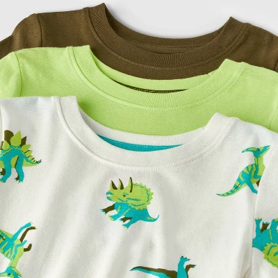 Toddler Boys' 3PK Dino T-Shirt - Cat & Jack™ Green 2 Toddler Boys' 3PK Dino T-Shirt - Cat & Jack™ Green - Image 2
