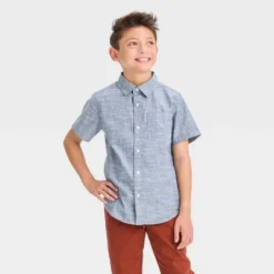 Boys' Short Sleeve Polka Dots Button-Down Shirt - Cat & Jack™ Blue -CAT & JACK Shop GUEST 5343f206 fa31 42ee aa01 de8b06f8b82b