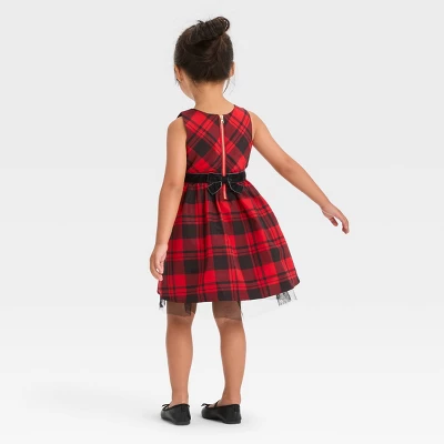 Toddler Girls' Plaid Dress - Cat & Jack™ Red 1 Toddler Girls' Plaid Dress - Cat & Jack™ Red