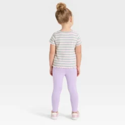 Toddler Girls' Short Sleeve Striped Ribbed T-Shirt - Cat & Jack™ Ivory 18M