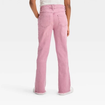 Girls' Button Fly Flare Jeans - Cat & Jack™ Pink 1 Girls' Button Fly Flare Jeans - Cat & Jack™ Pink