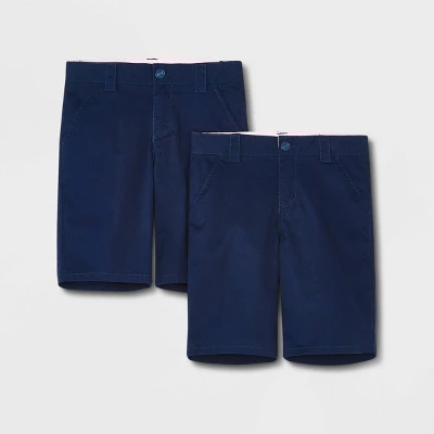 Girls' 2pk Uniform Chino Shorts - Cat & Jack™ Blue 3 Girls' 2pk Uniform Chino Shorts - Cat & Jack™ Blue - Image 3