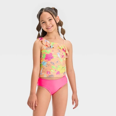 Girls' 'Birds Of The Tropic' Tankini Swimwear Set - Cat & Jack™ Pink 3 Girls' 'Birds Of The Tropic' Tankini Swimwear Set - Cat & Jack™ Pink - Image 3
