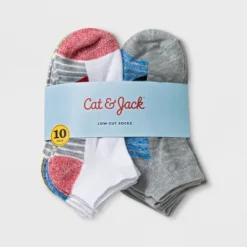 Boys' 10pk Stripe Low Cut Socks - Cat & Jack