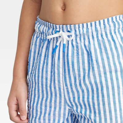 Boys' Striped Seersucker Swim Trunks - Cat & Jack™ Blue 1 Boys' Striped Seersucker Swim Trunks - Cat & Jack™ Blue