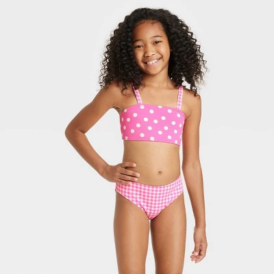 Girls' Gingham Spots Polka Dots Bikini Set - Cat & Jack™ Pink 3 Girls' Gingham Spots Polka Dots Bikini Set - Cat & Jack™ Pink - Image 3