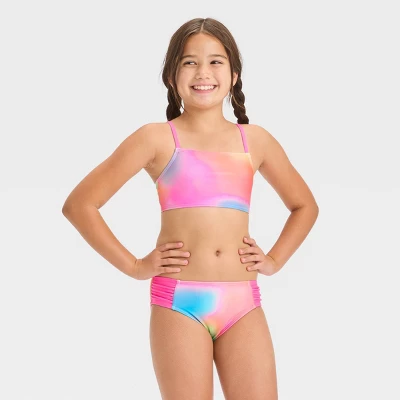 Girls' Rainbow Sparkle Rash Guard Set - Cat & Jack™ Pink 1 Girls' Rainbow Sparkle Rash Guard Set - Cat & Jack™ Pink