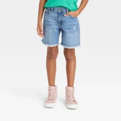 Girls' Destructed Relaxed Midi Jean Shorts - Cat & Jack™ Medium Wash -CAT & JACK Shop GUEST 6000e22b 82c9 46a7 af7a ce4924169c31