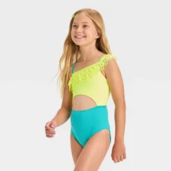Girls' 'Beach Dreams' Solid One Piece Swimsuit - Cat & Jack™ Yellow/Light Blue -CAT & JACK Shop GUEST 607b883c a952 45c1 afa7 5dce7a3e5f61
