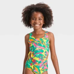 Girls' Paradise Palm Sleeveless One Piece Swimsuit - Cat & Jack™ -CAT & JACK Shop GUEST 60ee041f c14a 40fe a1be 80f3fa74c186