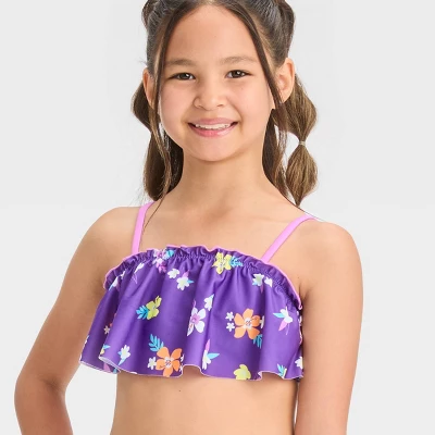Girls' Simple Tropical Bikini Set - Cat & Jack™ Purple 1 Girls' Simple Tropical Bikini Set - Cat & Jack™ Purple