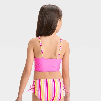 Girls' 'Pineapple Paradise' Midkini Swimwear Set - Cat & Jack™ Pink/Yellow 2 Girls' 'Pineapple Paradise' Midkini Swimwear Set - Cat & Jack™ Pink/Yellow - Image 2