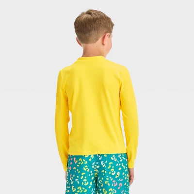 Boys' Solid Rash Guard Top - Cat & Jack™ Yellow 2 Boys' Solid Rash Guard Top - Cat & Jack™ Yellow - Image 2