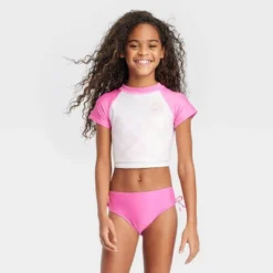 Girls' Super Smile Cropped Rashguard Set - Cat & Jack™ White/Pink -CAT & JACK Shop GUEST 67b0fd5e a81a 4cdd b1db 58408fcad575