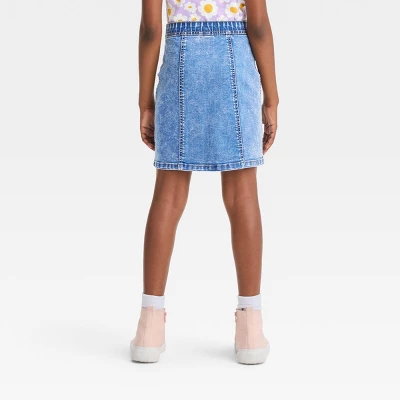 Girls' Seamed Front Jean Skirt - Cat & Jack™ Medium Wash 1 Girls' Seamed Front Jean Skirt - Cat & Jack™ Medium Wash