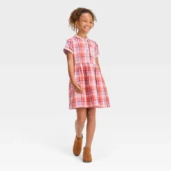 Girls' Short Sleeve Woven Dress - Cat & Jack™ Orange Plaid -CAT & JACK Shop GUEST 6ababdcb d5ac 4d6b 8055 bed9b35d4f8c