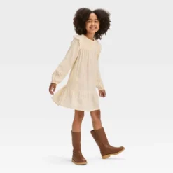 Girls' Long Sleeve Woven Dress - Cat & Jack™ Cream/Gold -CAT & JACK Shop GUEST 6bfed7a6 25cd 484d bd07 6681ef64ebbf