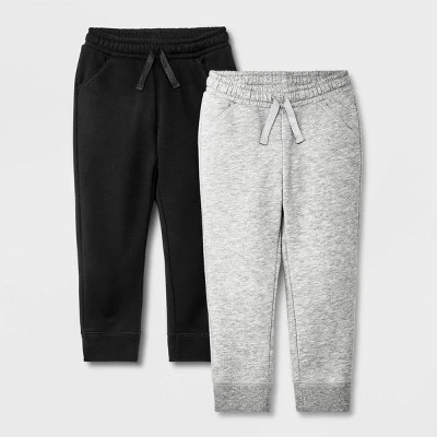 Toddler Girls' 2pk Fleece Jogger Pants - Cat & Jack™ Gray/Black 3 Toddler Girls' 2pk Fleece Jogger Pants - Cat & Jack™ Gray/Black - Image 3