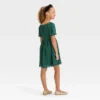 Girls' Short Sleeve Striped Dress - Cat & Jack™ Forest Green