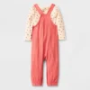 Baby Girls' 2pc Long Sleeve Bodysuit & Overalls Set - Cat & Jack™ Peach Orange