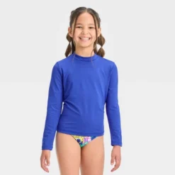 Girls' Solid Long Sleeve Rash Guard Top - Cat & Jack™ Blue -CAT & JACK Shop GUEST 70661590 3c64 441a a7dd 8fcfa2f90be5