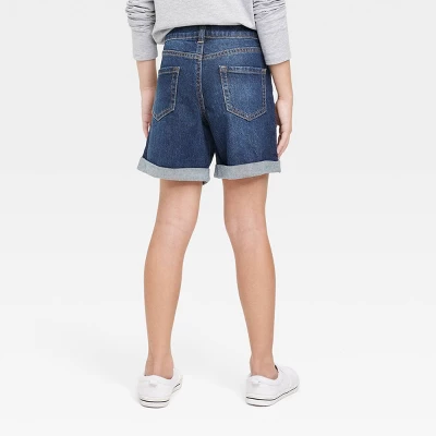 Girls' Embroidered Midi Jean Shorts - Cat & Jack™ Dark Wash 1 Girls' Embroidered Midi Jean Shorts - Cat & Jack™ Dark Wash