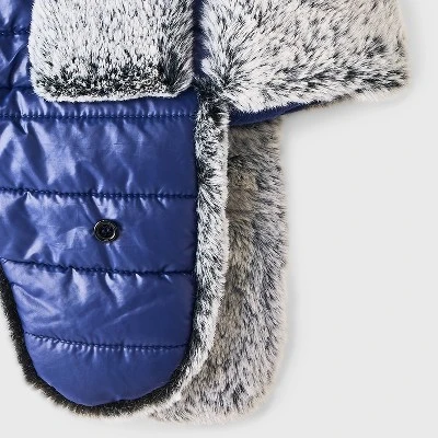 Boys' Faux Fur Trapper Hat - Cat & Jack™ Navy Blue 3 Boys' Faux Fur Trapper Hat - Cat & Jack™ Navy Blue - Image 3