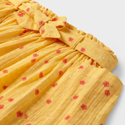Girls' Tie-Waist Floral Skirt - Cat & Jack™ Yellow 2 Girls' Tie-Waist Floral Skirt - Cat & Jack™ Yellow - Image 2