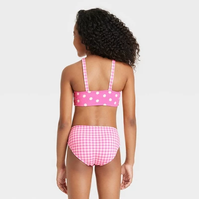 Girls' Gingham Spots Polka Dots Bikini Set - Cat & Jack™ Pink 2 Girls' Gingham Spots Polka Dots Bikini Set - Cat & Jack™ Pink - Image 2