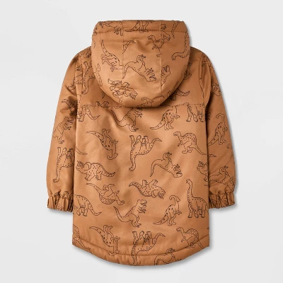 Toddler Boys' Dino Printed Hooded Parka Jacket - Cat & Jack™ Brown 1 Toddler Boys' Dino Printed Hooded Parka Jacket - Cat & Jack™ Brown