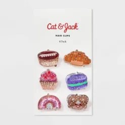 Girls' 6pk Dessert Themed Claw Clip Set - Cat & Jack™: Solid Hair Styling Accessory, All Hair Types