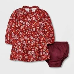 Baby Girls' Floral Twill Dress & Bottom Set - Cat & Jack™ Burgundy -CAT & JACK Shop GUEST 778921d7 11f2 4da1 8661 19be2027c84a