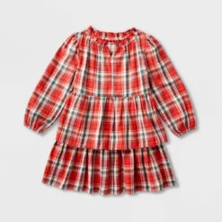 Toddler Girls' Adaptive Abdominal Access Long Sleeve Plaid Tiered Woven Dress - Cat & Jack™ Red -CAT & JACK Shop GUEST 78c69ad3 c8bb 45fc 84a6 66f3d5a9d9c1