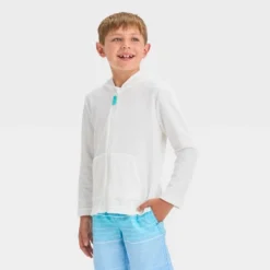 Boys' Solid Zip-Up Cover Up Top - Cat & Jack™ White -CAT & JACK Shop GUEST 78ff01c4 c835 4acc a385 d4b8b99036cc