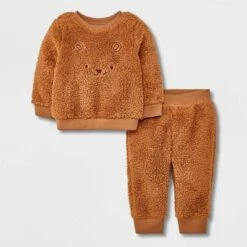 Baby Embroidered Faux Shearling Top & Bottom Set - Cat & Jack™ Brown -CAT & JACK Shop GUEST 7a2e2096 df7a 4e98 b406 e4d9f8098655