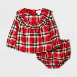 Baby Girls' Holiday Plaid Ruffle Top & Bottom Set - Cat & Jack™ Red -CAT & JACK Shop GUEST 7b4719ac 79e0 4551 8a86 789f180bab30
