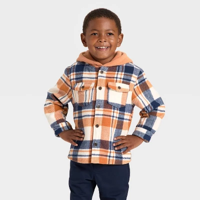 Toddler Boys' Long Sleeve Flannel Hoodie Jacket - Cat & Jack™ Orange 3 Toddler Boys' Long Sleeve Flannel Hoodie Jacket - Cat & Jack™ Orange - Image 3