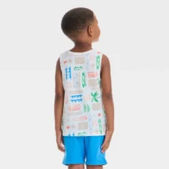Toddler Boys' Short Sleeve Surf And Sun Tank Top - Cat & Jack™ Cream