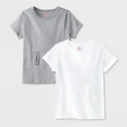Kids' Adaptive 2pk Short Sleeve Undershirt With Abdominal Access - Cat & Jack™ Gray/White -CAT & JACK Shop GUEST 80669743 43bd 4ad9 84ec 5713deb19431