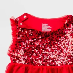 Girls' Adaptive Sleeveless Sequin Tulle Dress - Cat & Jack™ Red -CAT & JACK Shop GUEST 80a99cd2 cc06 4754 b16d bcef579a3d45