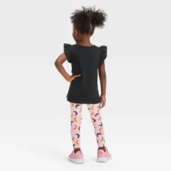 Toddler Girls' Moon 'Glow In The Dark' Short Sleeve Top & Leggings Set - Cat & Jack™ Black
