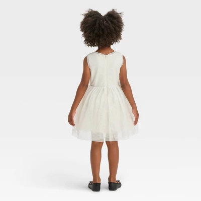 Toddler Girls' Rosette Tulle Dress - Cat & Jack™ Cream 1 Toddler Girls' Rosette Tulle Dress - Cat & Jack™ Cream