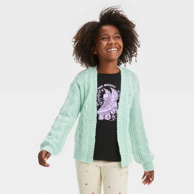 Girls' Cable Knit Short Open Layering Cardigan - Cat & Jack™ 5 Girls' Cable Knit Short Open Layering Cardigan - Cat & Jack™ - Image 5